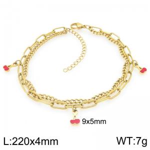 Stainless Steel Red Cherry Anklet For Girl Jewelry Gift - KJ4513-ZG