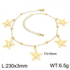 Stainless steel bead fine chain hanging multiple starfish pendants temperament gold ankle chain - KJ4581-Z