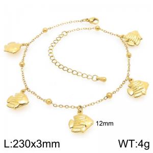 Stainless steel bead fine chain hanging multiple sea fish pendants temperament gold ankle chain - KJ4582-Z