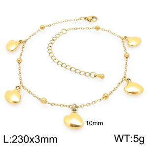 Stainless steel bead fine chain hanging multiple shell pendants temperament gold ankle chain - KJ4583-Z
