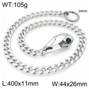 Fashion punk style stainless steel skull cast buckle 11mm double-sided ground Cuban chain pants chain - KK089-Z