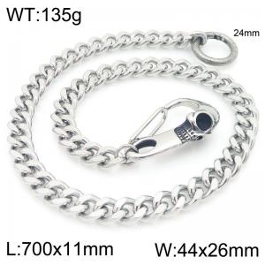 Fashion punk style stainless steel skull cast buckle 11mm double-sided ground Cuban chain pants chain - KK092-Z