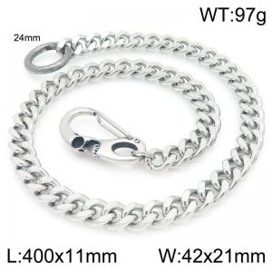 European and American punk style stainless steel skull cast buckle 11mm double-sided ground Cuban chain pants chain - KK093-Z