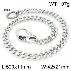 European and American punk style stainless steel skull cast buckle 11mm double-sided ground Cuban chain pants chain - KK094-Z