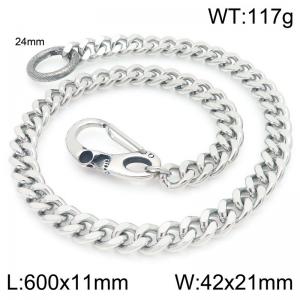European and American punk style stainless steel skull cast buckle 11mm double-sided ground Cuban chain pants chain - KK095-Z