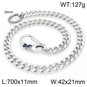 European and American punk style stainless steel skull cast buckle 11mm double-sided ground Cuban chain pants chain - KK096-Z