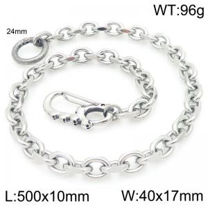 Stainless steel four small skull head cast buckle paired with 10mm flat cut O-chain pants chain - KK102-Z