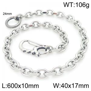 Stainless steel four small skull head cast buckle paired with 10mm flat cut O-chain pants chain - KK103-Z