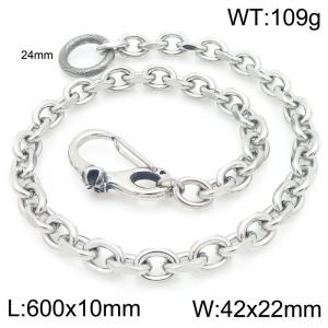 Stainless steel small skull casting buckle paired with 10mm flat cut O-chain pants chain - KK107-Z