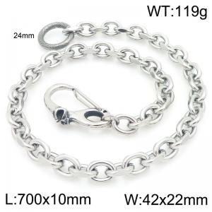 Stainless steel small skull casting buckle paired with 10mm flat cut O-chain pants chain - KK108-Z