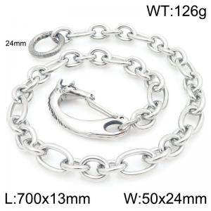 Stainless steel cast unicorn buckle paired with 3:1 O-chain pants chain - KK116-Z