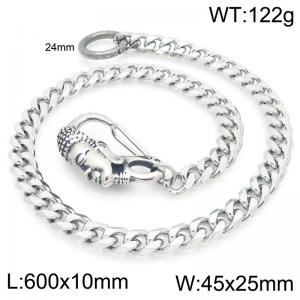 Stainless steel Buddha head cast buckle paired with six sided ground Cuban chain pants chain - KK131-Z