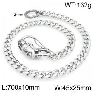 Stainless steel Buddha head cast buckle paired with six sided ground Cuban chain pants chain - KK132-Z