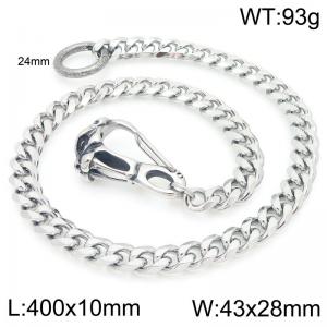 Stainless steel saber toothed tiger cast buckle paired with six sided ground Cuban chain pants chain - KK133-Z