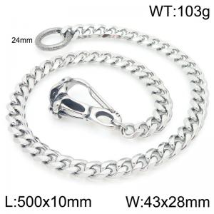 Stainless steel saber toothed tiger cast buckle paired with six sided ground Cuban chain pants chain - KK134-Z
