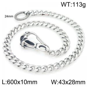Stainless steel saber toothed tiger cast buckle paired with six sided ground Cuban chain pants chain - KK135-Z