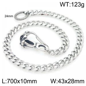 Stainless steel saber toothed tiger cast buckle paired with six sided ground Cuban chain pants chain - KK136-Z