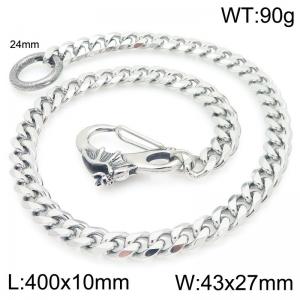 Stainless steel bat cast buckle paired with six sided ground Cuban chain pants chain - KK137-Z