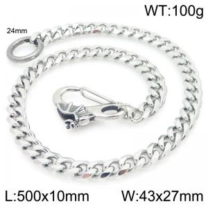 Stainless steel bat cast buckle paired with six sided ground Cuban chain pants chain - KK138-Z