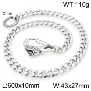 Stainless steel bat cast buckle paired with six sided ground Cuban chain pants chain - KK139-Z