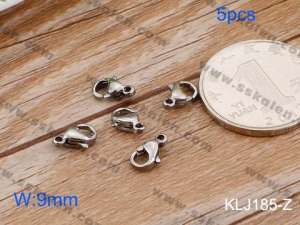 SS Heart Lobster Clasp--9mm--5pcs Pirce - KLJ185-Z