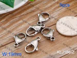 SS Heart Lobster Clasp--19mm--5pcs Pirce - KLJ186-Z