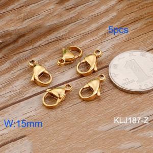 SS Heart Lobster Clasp--15mm--5pcs Pirce - KLJ187-Z