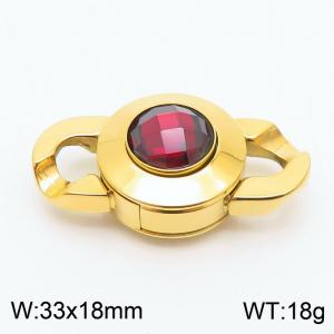 Gold Color Stainless Steel Red Glass Clasp - KLJ8525-Z