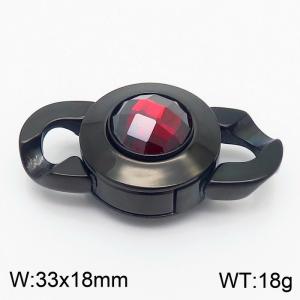 Black Color Stainless Steel Red Glass Clasp - KLJ8526-Z