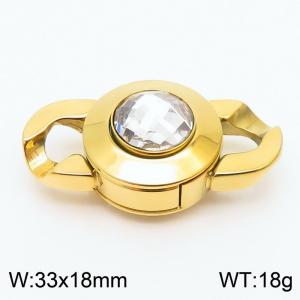 Gold Color Stainless Steel White Glass Clasp - KLJ8528-Z