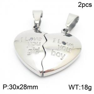 Stainless Steel Heart Detachable Pendant  Accessory Silver Color - KLJ8572-Z