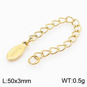 50X3mm Gold-Plated Stainless Steel Extension Chain with Logo Tag - KLJ8607-Z