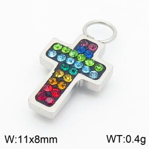 Zircon Crystal Party Jewelry Gift Cross Shape Colorful Rhinestone High Quality Stainless Steel Charms - KLJ8948-GC