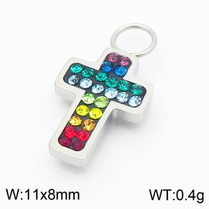 Zircon Crystal Party Jewelry Gift Cross Shape Colorful Rhinestone High Quality Stainless Steel Charms - KLJ8949-GC