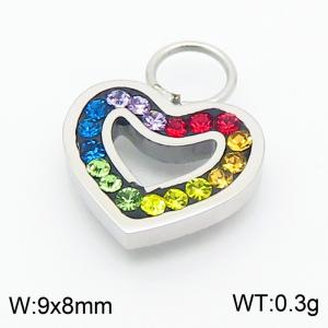 Zircon Crystal Party Jewelry Gift Heart Shape Colorful Rhinestone High Quality Stainless Steel Charms - KLJ8950-GC