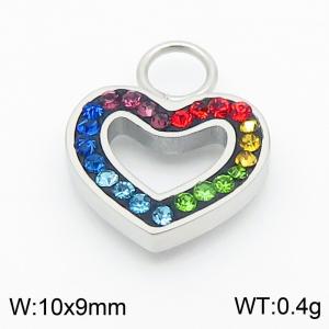 Zircon Crystal Party Jewelry Gift Heart Shape Colorful Rhinestone High Quality Stainless Steel Charms - KLJ8951-GC