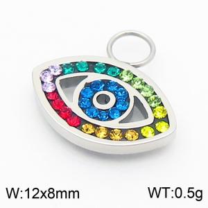 Bohemian Zircon Crystal DIY Jewelry Gift Rainbow CZ Evil Eye Rhinestone High Quality Stainless Steel Charms - KLJ8952-GC
