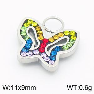 Colorful Zircon Crystal DIY Jewelry Gift Rainbow CZ Butterfly Rhinestone High Quality Stainless Steel Charms - KLJ8954-GC