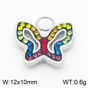 Colorful Zircon Crystal DIY Jewelry Gift Rainbow CZ Butterfly Rhinestone High Quality Stainless Steel Charms - KLJ8955-GC