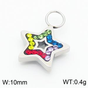Colorful Zircon Crystal DIY Jewelry Gift Rainbow CZ Star Rhinestone High Quality Stainless Steel Charms - KLJ8956-GC