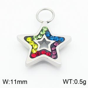 Colorful Zircon Crystal DIY Jewelry Gift Rainbow CZ Star Rhinestone High Quality Stainless Steel Charms - KLJ8957-GC