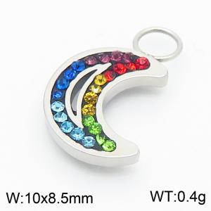 Colorful Zircon Crystal DIY Jewelry Gift Rainbow CZ Moon Rhinestone High Quality Stainless Steel Charms - KLJ8958-GC