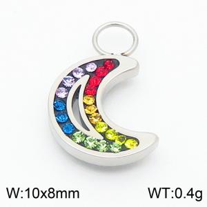 Colorful Zircon Crystal DIY Jewelry Gift Rainbow CZ Moon Rhinestone High Quality Stainless Steel Charms - KLJ8959-GC