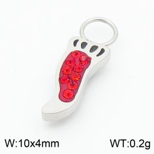 DIY Jewelry Red CZ Mother's Day Jewelry Child Paw Rhinestone High Quality Stainless Steel Charms - KLJ8960-GC