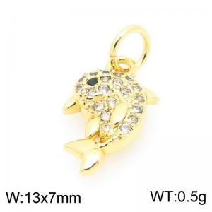 Gold-Plated Copper&Rhinestones Fish Charm - KLJ9256-ZBL
