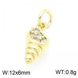 Gold-Plated Copper&Rhinestones Conch Charm - KLJ9257-ZBL