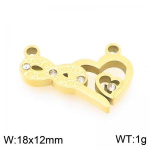 Stainless steel diamond inlaid hollow heart gold plated accessory - KLJ9645-ZLA