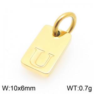 Stainless Steel Accessories Charms Gold Color Letter U - KLJ9879-Z