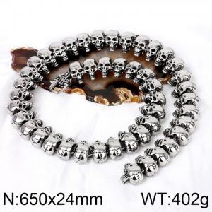 Hip Hop Punk Style Viking Steel Ghost Skull Necklace - KN10317-D