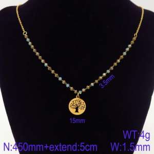 Stainless Steel Stone & Crystal Necklace - KN107062-Z